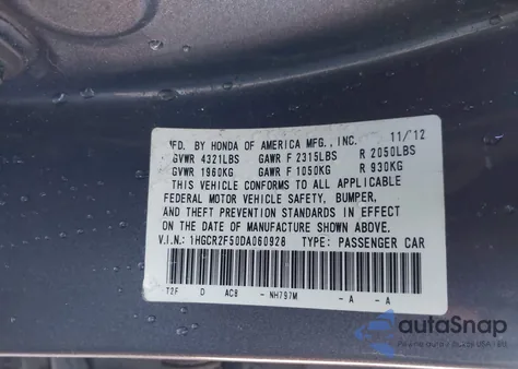 2013 Honda Accord Sport z USA, uszkodzony, nr VIN 1HGCR2F50DA060928